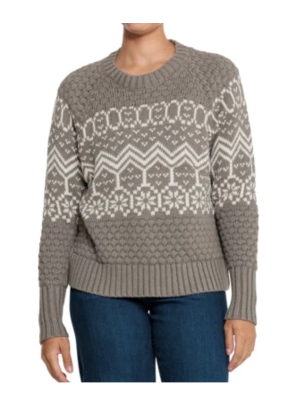 Alp N Rock Selena Fair Isle Sweater Heather Taupe XL